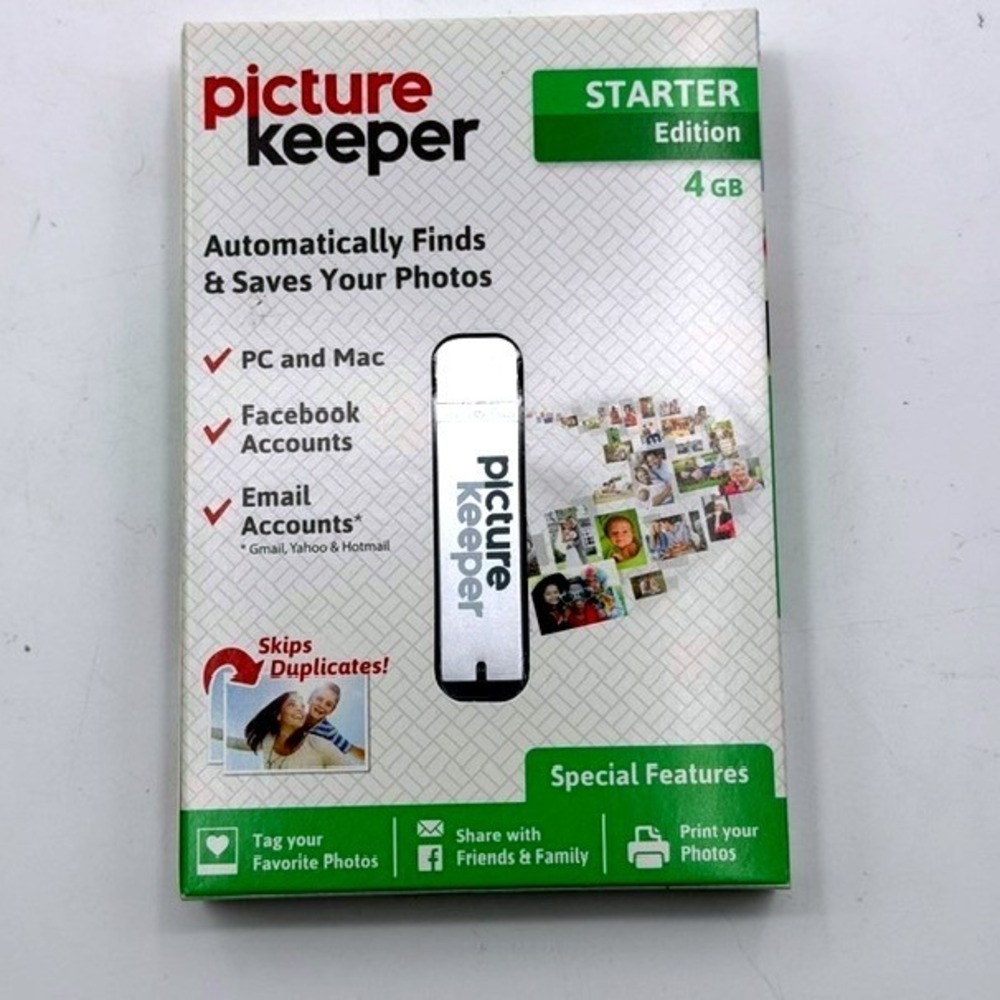 Picture Keeper Starter Edition 4GB USB Photo Backup Drive PC Mac Silver